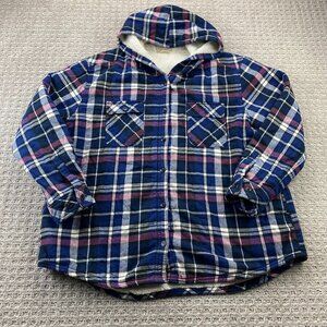 Boston Trader Women Insulated Flannel Shirt Jacket Size XXL Blue Pink Plaid